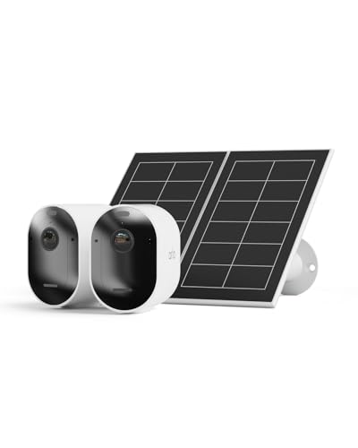 Arlo Pro 5 2K + 2 Panneaux Solaire, Caméra de Surveillance WiFi Extérieure sans Fil,Batterie Rechargeable Longue durée, Vision Nocturne Couleur Avancée, Essai Secure Inclus, 2 Caméras Blanc