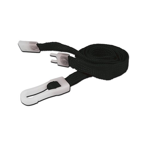 Identity-Plus: Black Lanyard Neck Strap with Safety Breakaway and Plastic Clip (75)