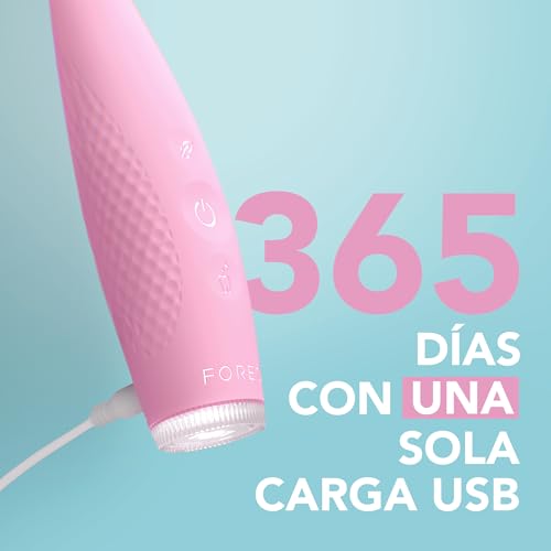 FOREO ISSA 4 cepillo de dientes eléctrico sónico recargable 4 en 1 con USB, cabezal extra, silicona suave, blanqueador dental, impermeable, ideal para viaje, limpieza profunda - Pearl Pink - imagen 4
