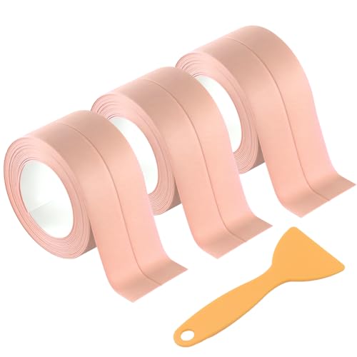 Image of 3 Rolls 10.5 Feet Caulk Tape Waterproof Sealing Self Adhesive, Caulking Sealant Strip for Bathroom Toilet Kitchen Countertop