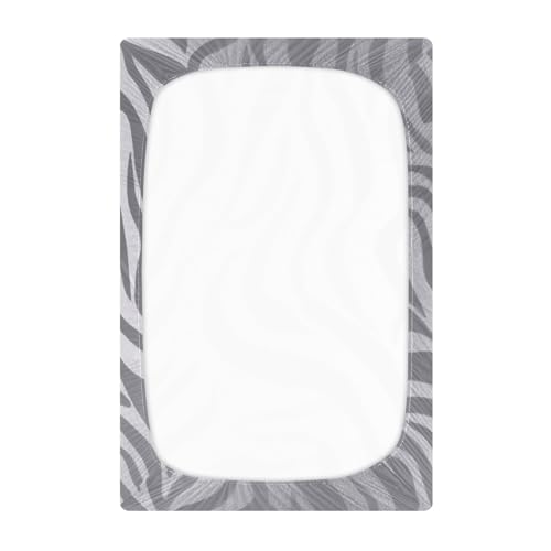 Image of Crib Sheet Breathable Soft Crib Mattress Sheet for Baby Toddler Boys Girls Fitted Crib Sheet Fit Standard Crib Mattress 52 x 28 Inch Light Silvery Zebra Print