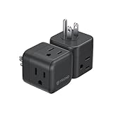 TROND Multi Plug Outlet Extender 2 Pack, 3 Way Outlet Splitter with 360 Rotating Plug, Turn One into Multiple Sideways Adapter, A Black Charging Station for Home Office with Dark Wall Decor