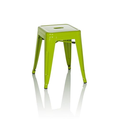hjh OFFICE 645072 Tabouret bistrot VANTAGGIO Métal Vert, Tabouret au Look Industriel et Moderne, empilable