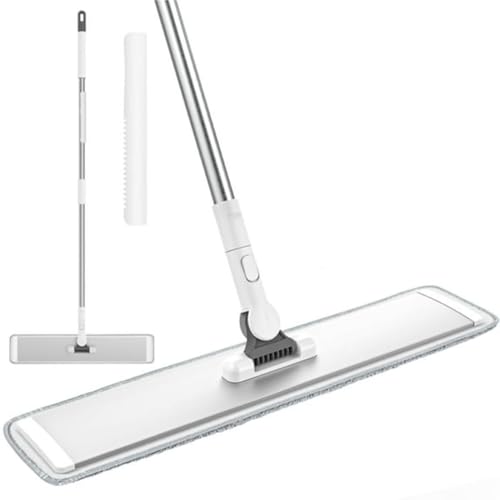 Image of 360 Rotating Aluminum Mop Head for Floor Cleaning - 40cm Large Flat Mop pad for Quick Wet and Dry Use with Reusable Microfiber Washable Pads and Suitable for All Types of Flooring