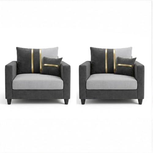 Image of Jester Plush Comfort Sofa Set | 3 Seater + 1 Seater + 1 Seater | Luxury Velvet Suede Fabric | Modern Living Room Sofa | Dark Gray - Light Gray