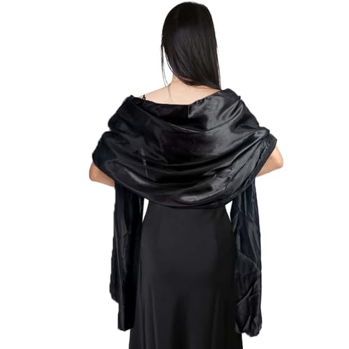 VIDSTM Sheer Chiffontücher, Weich und Hautfreundlich Stola für Abendkleid, Anmut Schultertuch, Extra Groß und Extra Breit Schal Damen für Partys, Abendpartys, Hochzeiten (Schwarz)