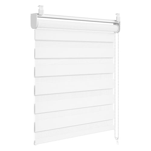 WOLTU Store Enrouleur Jour Nuit sans Perçage, Prémonté Store Occultant et Translucide, Pose Facile avec Clips, pour Fenêtre ou Porte, 45x150 cm [Largeur du...