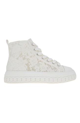 BCBGeneration Women's Renda High Top Allover White lace Sneaker2