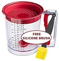 Perfect for Winter Holidays!!! Fat separator/Pancake&Cupcake Batter Dispenser with Measuring Label Perfect for Waffles Muffins and Cakes/Gravy&Grease Separator with Strainer/4 Cup Capacity