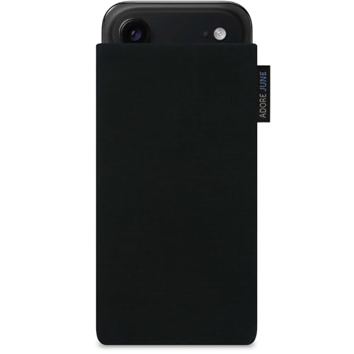 Adore June Classic Schwarz Tasche kompatibel mit iPhone Air 17 Handytasche aus widerstandsfähigem Cordura Stoff mit Display Reinigungs-Effekt