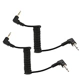 bnf® 2pcs 2.5mm to 3.5mm Right Angle Male Plug Flash PC Sync Cable for Camera