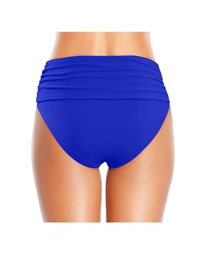 Image of Tempt Me Women's High Waisted Bikini Bottom Tummy Control Ruched Bathing Suit Swim Bottom