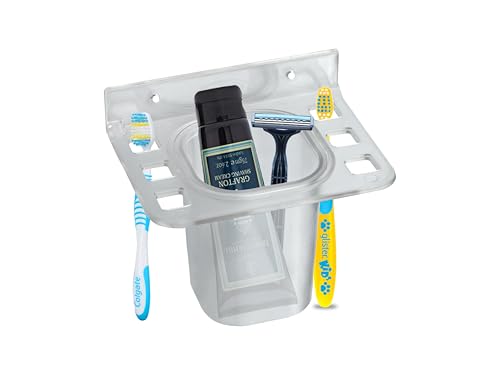 Image of RAB ABS Plastic Wall Mounted Bathroom Organizer | Multi-Purpose Soap, Toothbrush, Toothpaste & Razor Holder | Space Saving Storage Rack (Code:- U- 315, Small, Multi User, Pack of 1 Piece)