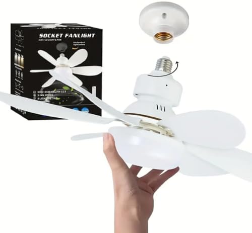 Ventilador de Teto com Lâmpada Encaixe E27 Led 30w Silencioso e Inteligente com Controle Remoto - Bi