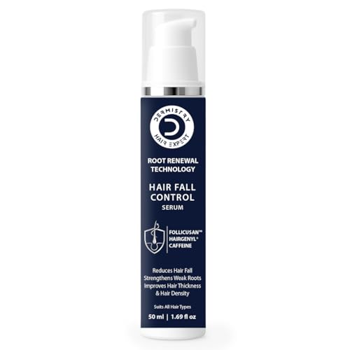 Image of Dermistry Follicusan Hairgenyl & Caffeine Hair Fall Control Hair Serum Strengthens Roots Improves Hair Thickness Density & Reduces Breakagses for Dry Frizzy Curly All Hair Type Men Women 50ml