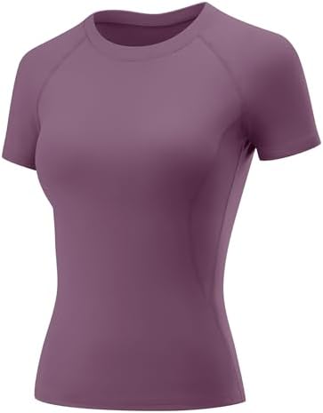Rapbin Sportshirt Damen Kurzarm Funktionsshirt T Shirt Damen Gym Yoga | Atmungsaktiv und schnelltrocknend, Stretch Slim Fit, Rundhals Kurzarm, für Gym, Yoga, Running und Workout