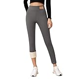 Plus Size Leggings Women Thermal Leggings Soft Black High Waisted Sherpa Pants Womens Fleece Lined Fashion Thick Warm Hiking Ropa de Invierno para Mujer Dark Gray S
