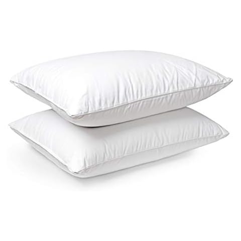 Zisa Dreams Luxury Collection Down and Feather Pillow | Hypoallergenic, Extra Loft for Best Head/Neck Support, 100% Dual-Layered Cotton | Set of 2 Standard Pillows Cover
