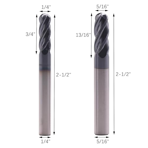 Image of BestParts High Performance 6Pcs Solid Carbide Ball Nose End Mills Set 1 /8 inch, 3 /16 inch, 1 /4 inch, 5 /16 inch, 3 /8 inch, 1 /2 inch - AlTiN Coated, 4 Flute, 30 Degree Helix, End Mill Bit Set, CNC Router Bit