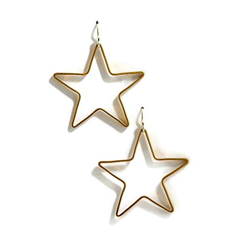 Large Star Gold Brass Hoop Earrings Cowgirl Western Southwestern Dangle Earrings For Men Women #TOP5