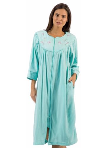 Image of Casual Nights - Jacquard Fleece zip up robes for women | women's house coats with pockets | Duster For Ladies