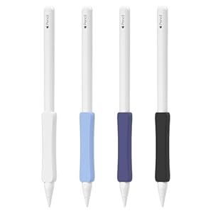 4 Pack Silicone Grip Compatible with Apple Pencil 2nd Generation, Apple Pencil USB-C & Apple Pencil Pro Ergonomic iPencil Grip (White/Blue/Midnight Blue/Black)