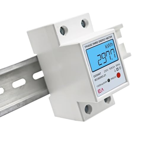AC 220V 80A Din Rail LCD Digital Backlight Single Phase Energy Meter kWh Power Consumption Meter Wattmeter Electronic Reset Zero(220V 50Hz)