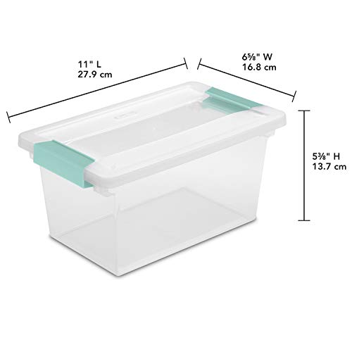 Sterilite Medium Clip Box, Stackable Small Storage Bin with Latching Lid, Plastic Container to Organize Office, Crafts, Clear Base and Lid, 4-Pack by Sterilite - Image 2