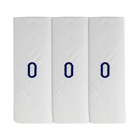 Mens/Gentlemens 3 Pack Plain White Handkerchiefs With 1 Letter Name Initials, Letter O Cover