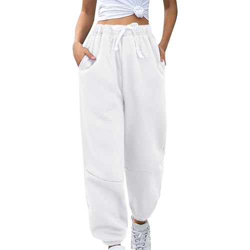 Pantalon de jogging pour femme pantalon de survêtement long blanc XL