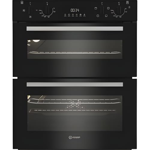 Indesit DUI 10D B Built-Under Electric Double Oven 59L & 37L Capacity Black Fan-Assisted A Rated Energy Efficiency