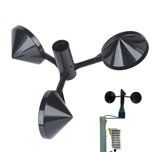 Hintyne Anemometro per la velocità del anemometro ABS a 3 Tazze per Esterni per Il monitoraggio meteorologico Nero