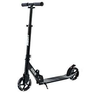 Mach1 Kick Scooter ALU City Scooter Scooter Grote 145 mm LED lichtgevende wielen / banden kinderstep inklapbaar kickscooter (L zwart)
