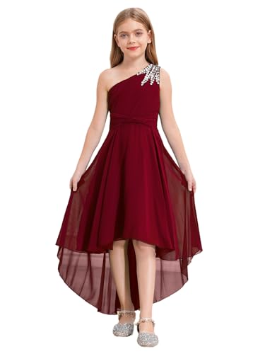 Robe gala fille bordeaux sans manche pour fête d'anniversaire et bal
