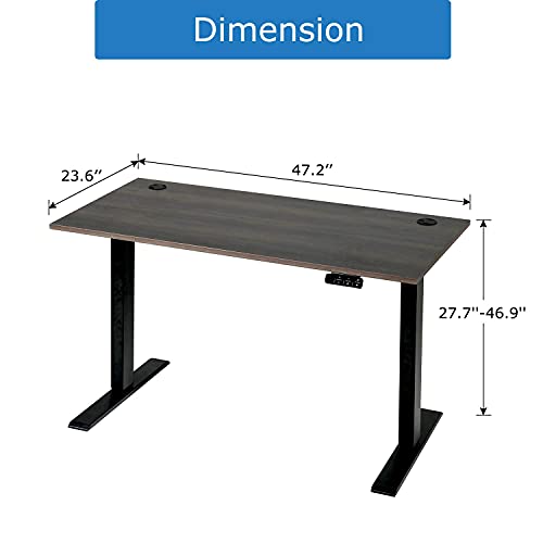 Sit Stand Desk 48 X 24 Inches Dual Motor Standing Desk, Electric Height Adjustable Desk With Whole Piece Desk Board Usb Port For Home Office (Grey Walnut Tabletop+Black Frame) #TOP2