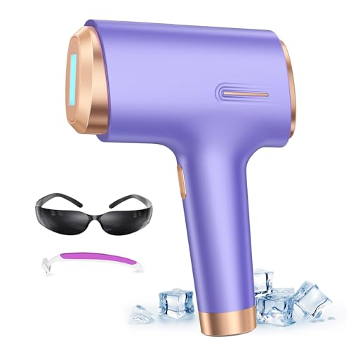 21J Depiladora Laser Función de Enfriamiento por Hielo, 3 en 1 Depiladora Luz Pulsada con 600-1200 NM de Luz Roja, Sensor Inteligente, 9 Niveles de Energía para Bikini, Axilas, Cara, Cuerpo