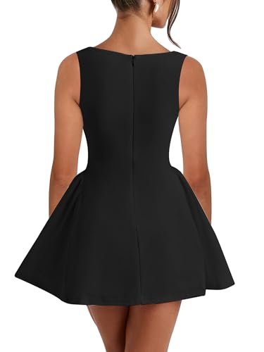 Image of BORIFLORS Women's Sexy Square Neck Bodycon Mini Dress Ruched Corset Cocktail Party Short Dresses