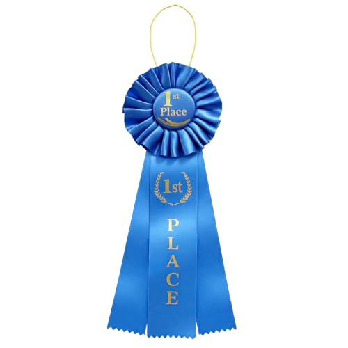 1st Place Rosette Ribbon Blue First Prize Award Ribbons Honorable Participation Badge Ribbons for Competitions Sports Events Dance Show Science Fair Medal Ribbon for Awards 11.02 x 3.94 Inches