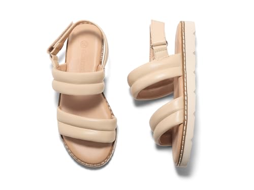 Image of Coutgo Girls Sandals Comfort Open Toe Flat Sandal Summer Dress Shoes with Adjustable Back Strap