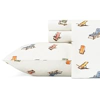 Tommy Bahama - Queen Size Sheets Set, Crisp & Tailored Cooling Sheets with a Smooth Cotton Percale Lightweight Feel - Bed Sheets with Matching Pillowcases & Fitted Sheet (Beach Chairs Multi)
