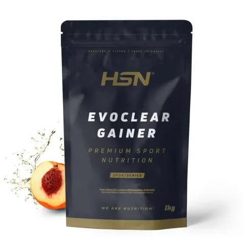 HSN Evoclear Gainer Melocotón 1Kg | Mass Gainer Clear Ligero | Proteína Aislada WPI + Carbohidratos 2:1 | Magnesio y DigeZyme® | Sin Gluten Sin Soja | Apto Vegetariano | No Incluye Dosificador