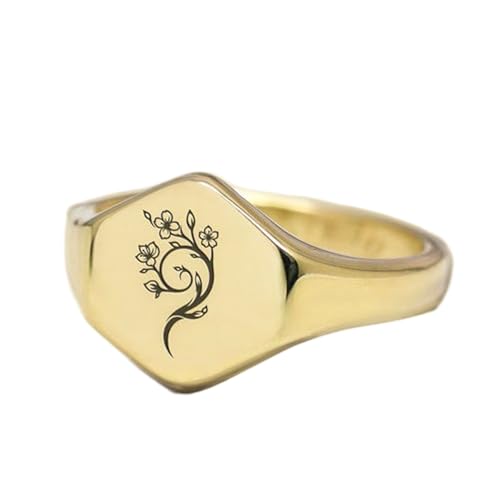 Bague en argent sterling 925 doré motif cerisier | Chevalière vintage