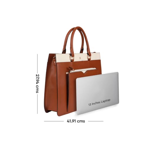 Image of HORRA 13 Inch Laptop Bag For Women Office use with Padded Laptop Compartment and Extra Pouch | Laptop Tote Handbag for Work| For College| Vegan Leather Handbag | Daily & Travel Use