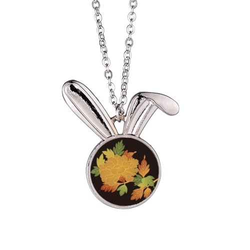 Collier lapin japonais marron et noir avec pendentif culturel en émail