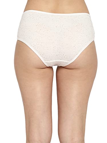 Image of Clovia Women's Cotton Mid Waist Printed Hipster Panty with Mesh Panel in White