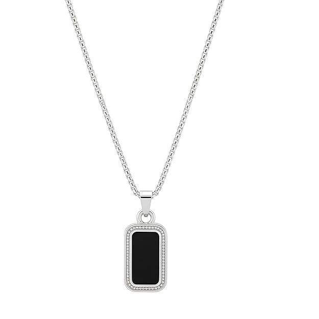 Rectangluar Shape Anti Tarnish Stainless Steel Midnight Charisma Locket Neck Chain for Men | Stylish Pendant Necklace | Jewellery Accessories for Boys | Minimal Jewelry | Gifts for Boyfriend & Husband | Gift for Diwali, Christmas, Birthday-image-45