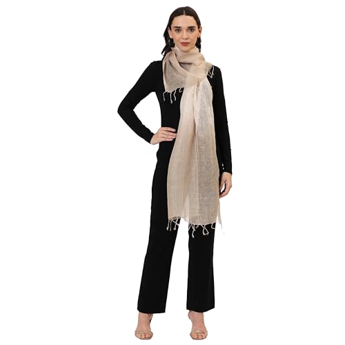 100% Linen Ombre Scarf for Women – Lightweight Breathable Fashion Wrap, Shaded Gradient Shawl, 55x180cm Soft Linen