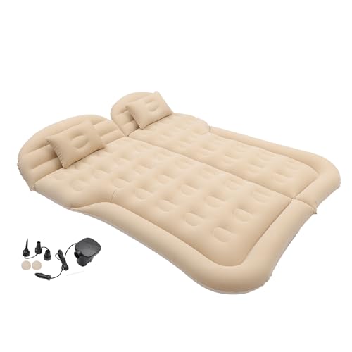 A ABSOPRO Car Air Mattress Camping Mattress Comfortable Backseat Bed Mat Air Bed for Napping Travel Beige