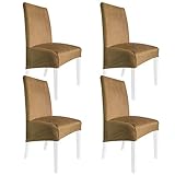 Ajuste perfecto: las fundas de terciopelo de lujo para sillas de comedor son gruesas para un ajuste seguro, flexible con dobladillo elástico, cómodo pero no demasiado apretado. Elegantes fundas de terciopelo para sillas de comedor que se adaptan a la mayoría de sillas sin brazos. Fundas de terciopelo para sillas de comedor extra anchas para adaptarse perfectamente y espacio para cambiar y ajustar.