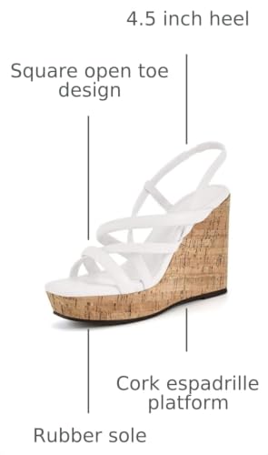 Image of Coutgo Women Platform Wedge Sandals Cork Slingback Wedges Espadrilles Heels Summer Shoes